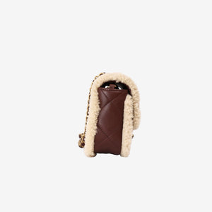 *RARE* Chanel Shearling Lambskin Quilted Mini Flap in Beige / Brown Lambskin Leather with Shearling