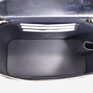 Chanel Classic Vanity with Chain in Dark Blue Denim with Silver Hardware