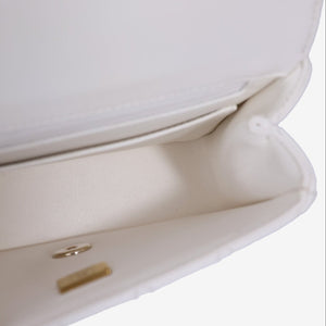 Chanel Crystals Top Handle Flap in White Lambskin Leather with Gold Hardware
