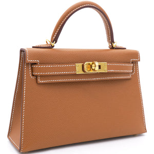 Gold Epsom Leather Gold Hardware Mini II Kelly Bag
