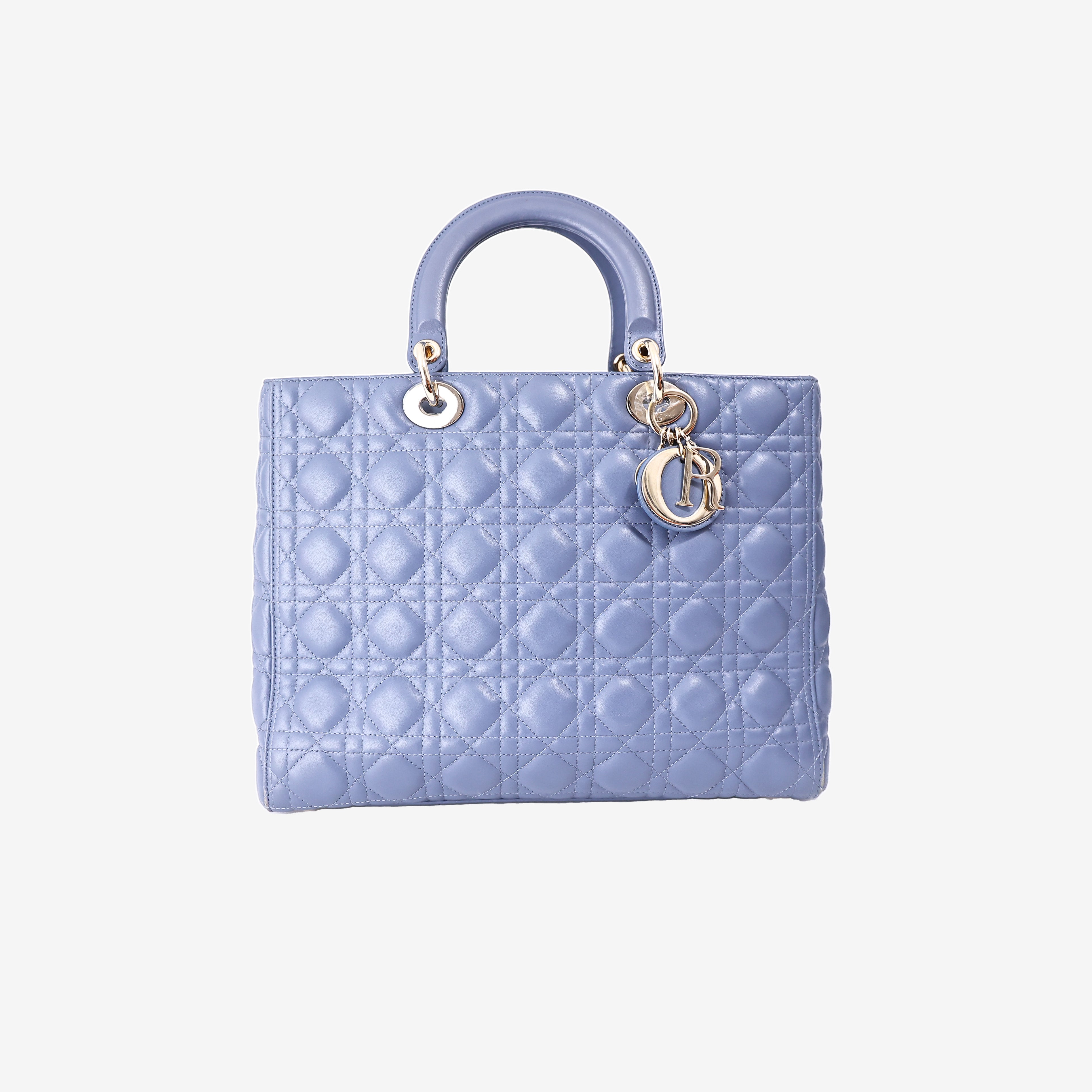 Lady Dior Bag in Blue Lambskin Leather with Gold Hardware