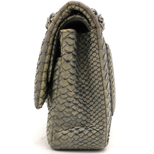 Classic Flap Medium Bag Grey Snakeskin