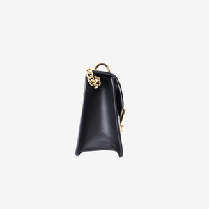 Gucci Sylvie Small Chain Bag in Black Calfskin Leather with Gold Hardware