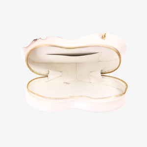 Chanel Vintage Heart-Shaped Vanity Bag in White Patent Leather with Gold Hardware