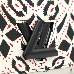 Graphic Print Leather Twist Wallet on Chain