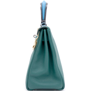 Kelly 28 Au Trot Malachite Turquoise + Black Handle Togo Palladium