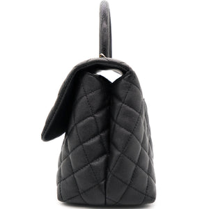 Black Caviar Leather Medium Coco Top Handle Bag