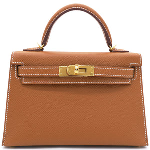 Gold Epsom Leather Gold Hardware Mini II Kelly Bag