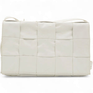 Lambskin Maxi Intrecciato Small Cassette Crossbody Bag White
