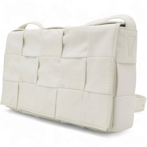 Lambskin Maxi Intrecciato Small Cassette Crossbody Bag White