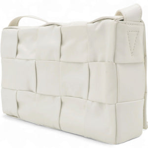 Lambskin Maxi Intrecciato Small Cassette Crossbody Bag White
