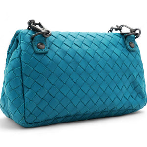 Nappa Intrecciato Small Chain Crossbody Teal