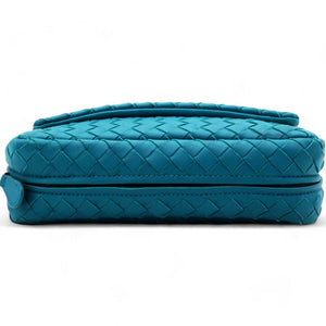 Nappa Intrecciato Small Chain Crossbody Teal