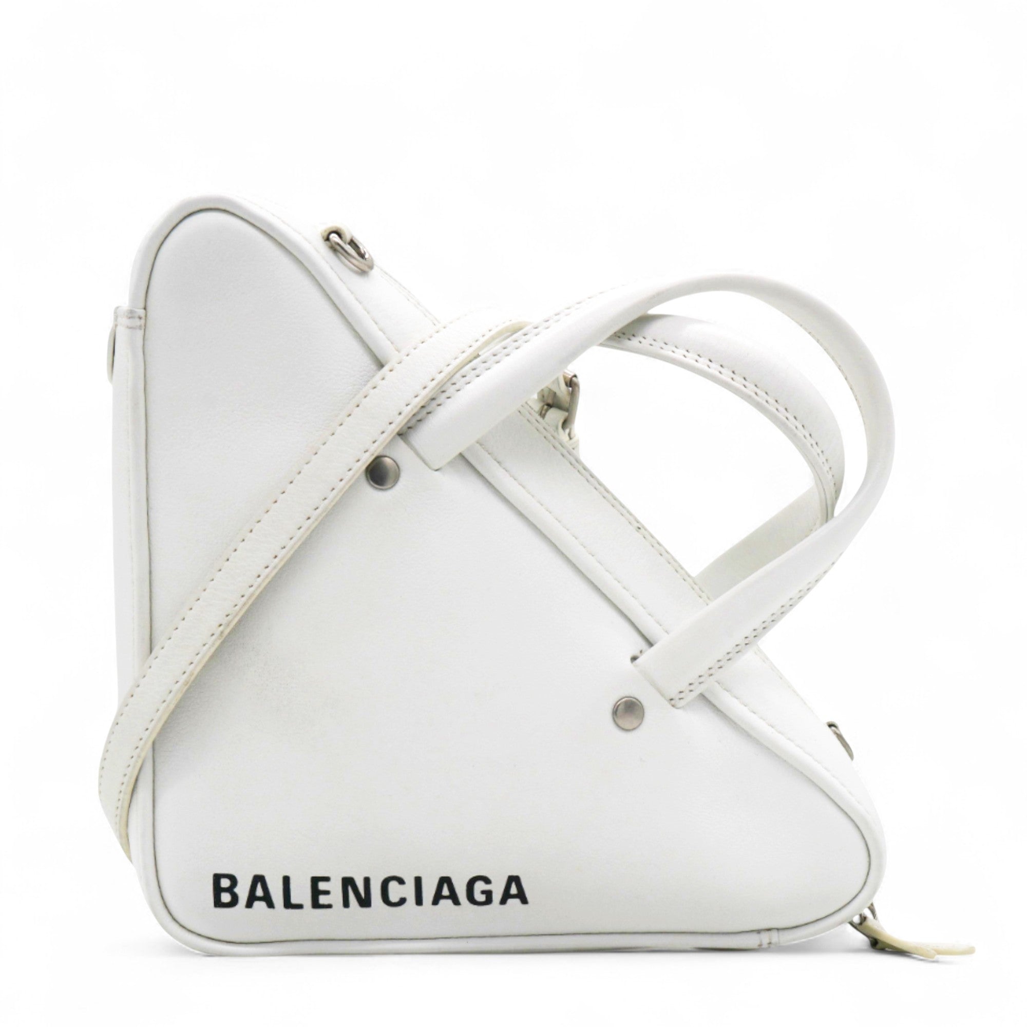 Leather Triangle Duffle White