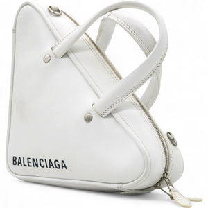 Leather Triangle Duffle White