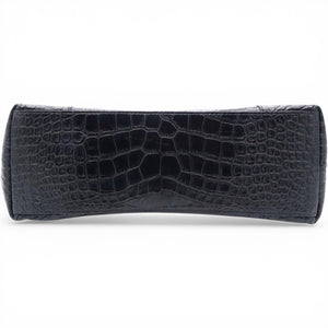 Medium Extra Supple Calfskin Crocodile Embossed Monochrome XS Downtown Shoulder Bag Black