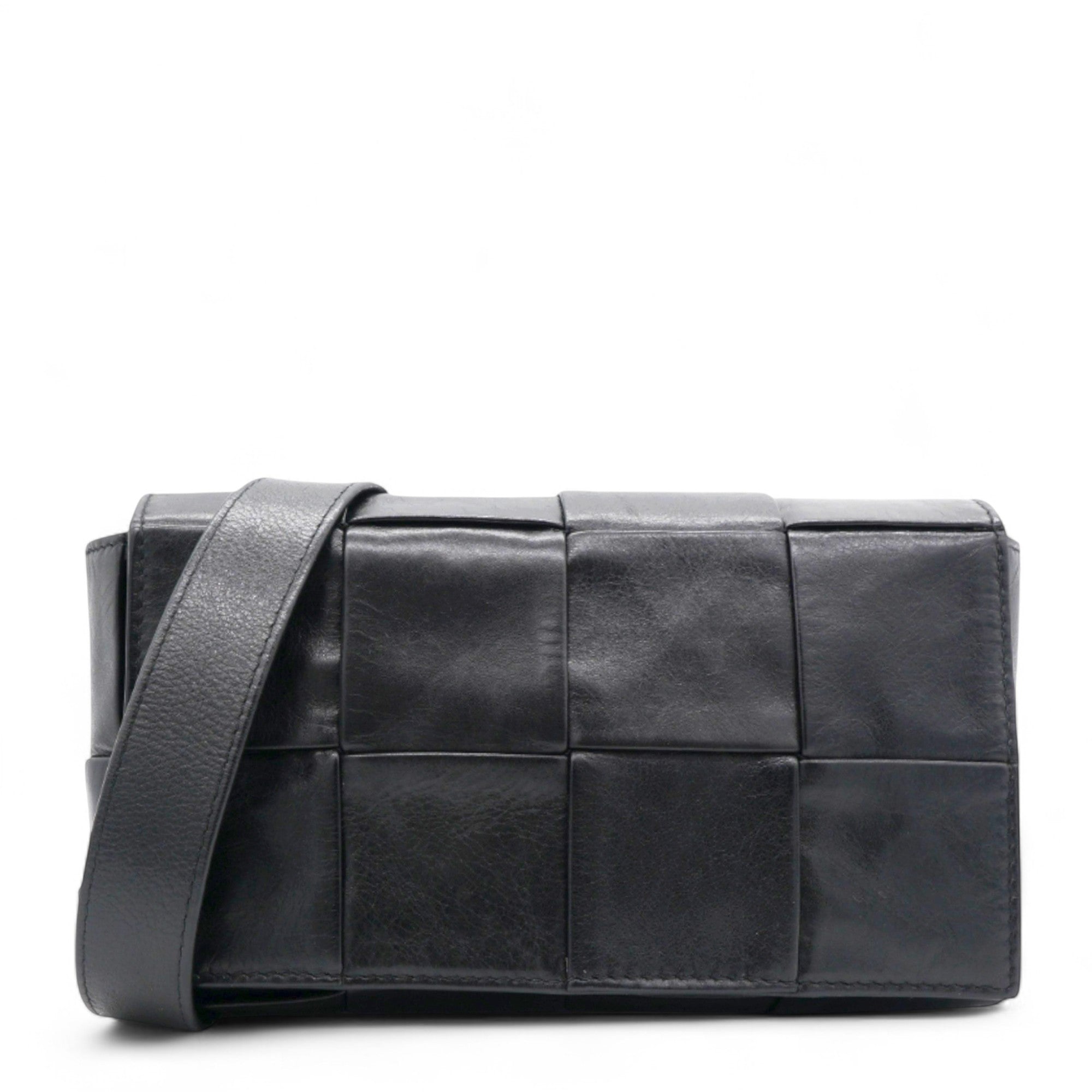 Nappa Maxi Intreccio The Belt Cassette Bag Black