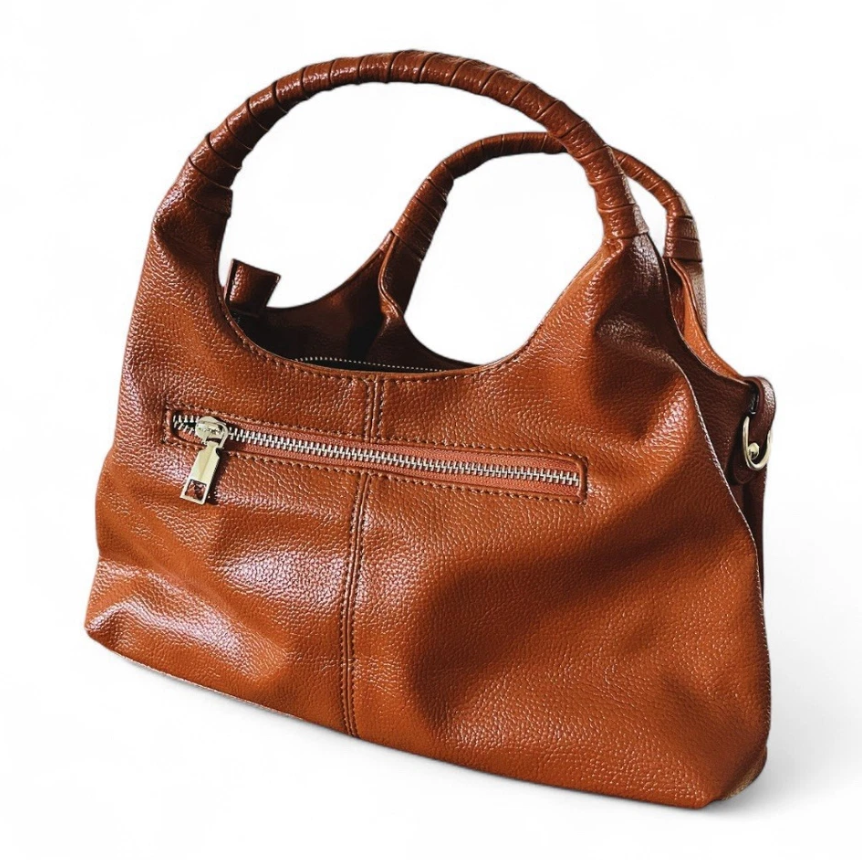 Brown Women Purse  Strap Multi Pocket Handbag