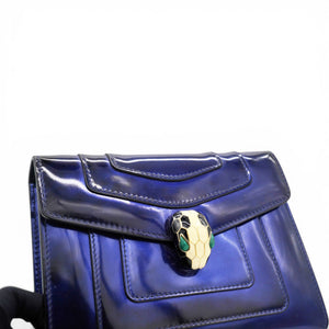 Blue Patent Leather Serpenti Forever Shoulder Bag