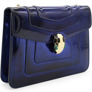 Blue Patent Leather Serpenti Forever Shoulder Bag