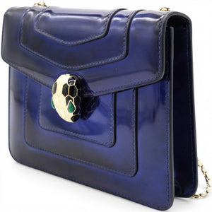 Blue Patent Leather Serpenti Forever Shoulder Bag