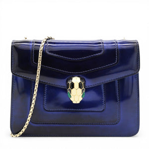 Blue Patent Leather Serpenti Forever Shoulder Bag