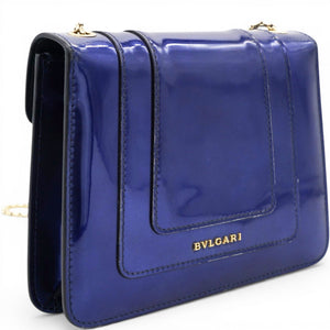 Blue Patent Leather Serpenti Forever Shoulder Bag