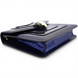 Blue Patent Leather Serpenti Forever Shoulder Bag
