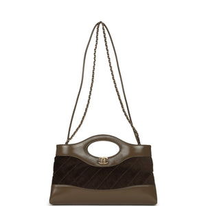 Chanel 31 Shopper Dark Khaki Shiny Lambskin and Pony Hair Gold Hardware