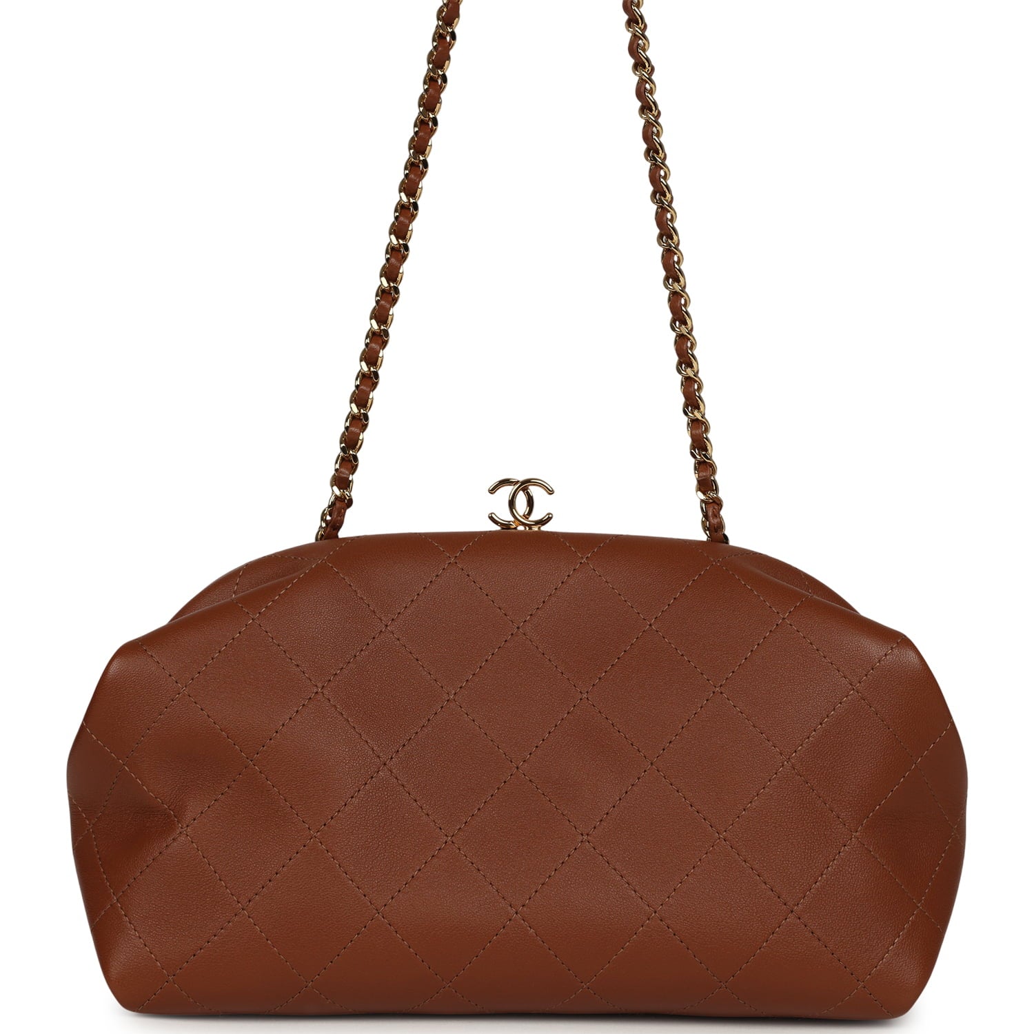 Chanel Small Clutch with Chain Camel Lambskin Gold Hardware