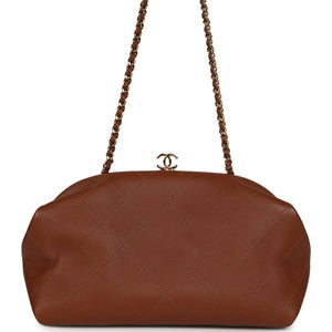 Chanel Small Clutch with Chain Camel Lambskin Gold Hardware