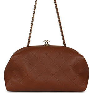 Chanel Small Clutch with Chain Camel Lambskin Gold Hardware