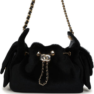 Chanel Mini 25 Hobo Bag Black Pony Hair Gold Hardware