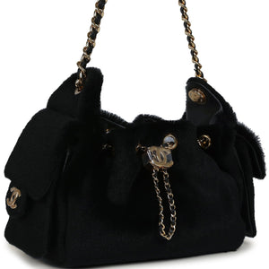 Chanel Mini 25 Hobo Bag Black Pony Hair Gold Hardware