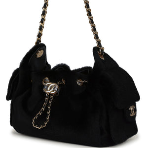 Chanel Mini 25 Hobo Bag Black Pony Hair Gold Hardware