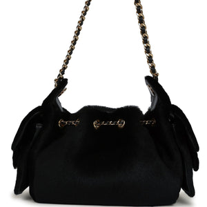 Chanel Mini 25 Hobo Bag Black Pony Hair Gold Hardware