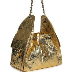 Chanel Small 25 Hobo Bag Gold Metallic Calfskin Silver Hardware