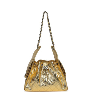 Chanel Small 25 Hobo Bag Gold Metallic Calfskin Silver Hardware