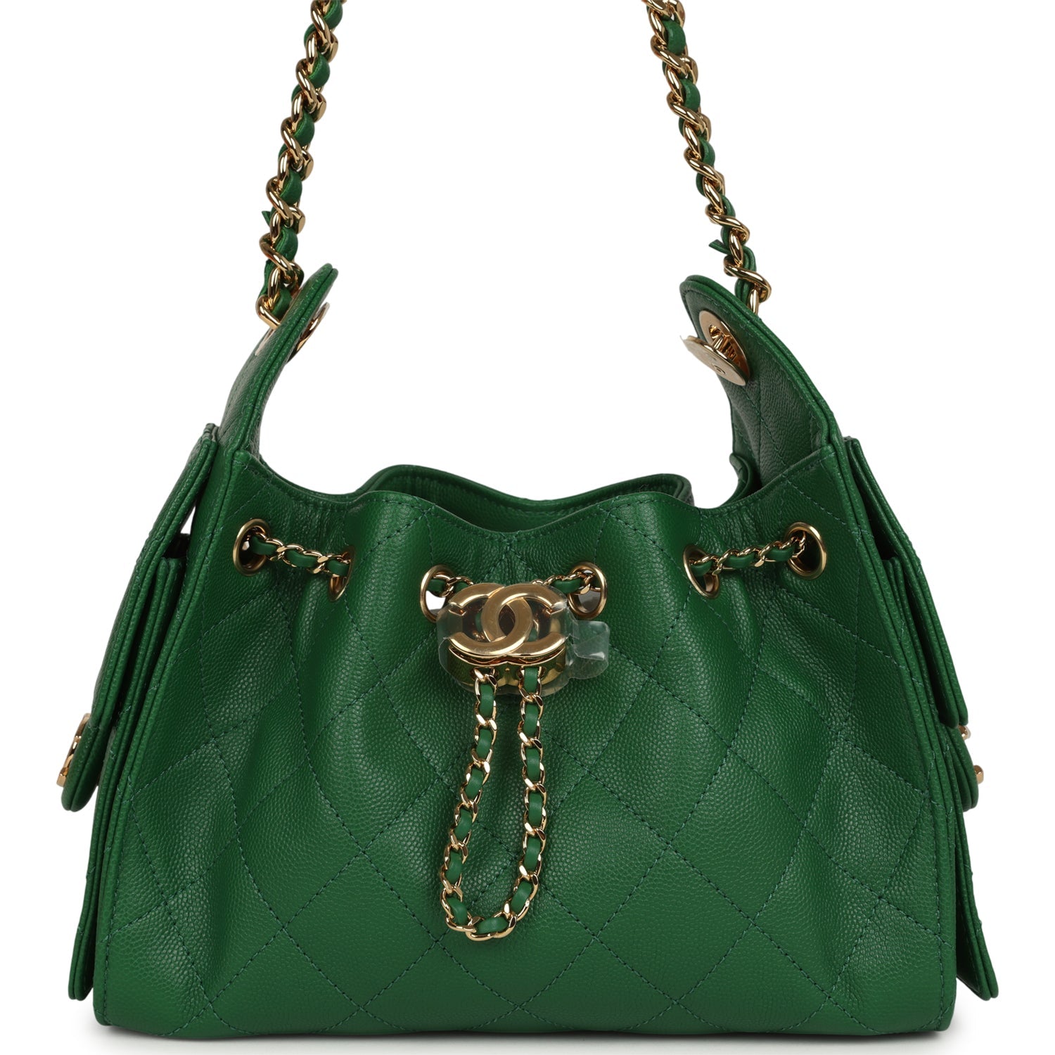Chanel Mini 25 Hobo Bag Green Caviar Gold Hardware