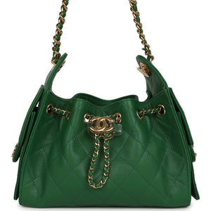 Chanel Mini 25 Hobo Bag Green Caviar Gold Hardware
