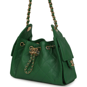 Chanel Mini 25 Hobo Bag Green Caviar Gold Hardware