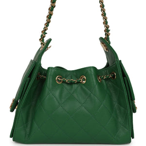 Chanel Mini 25 Hobo Bag Green Caviar Gold Hardware