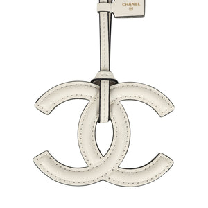 Chanel CC Logo Bag Charm White Lambskin Gold Hardware