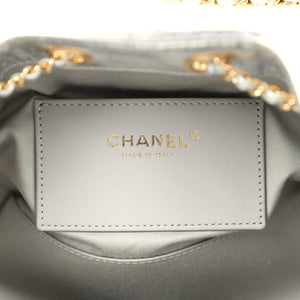 Chanel Mini 25 Hobo Bag Metallic Silver Caviar Gold Hardware