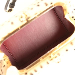 Chanel Cheetah Print Clutch with Leather Straps Light Beige Calf Hair, Black Leather Gold Hardware