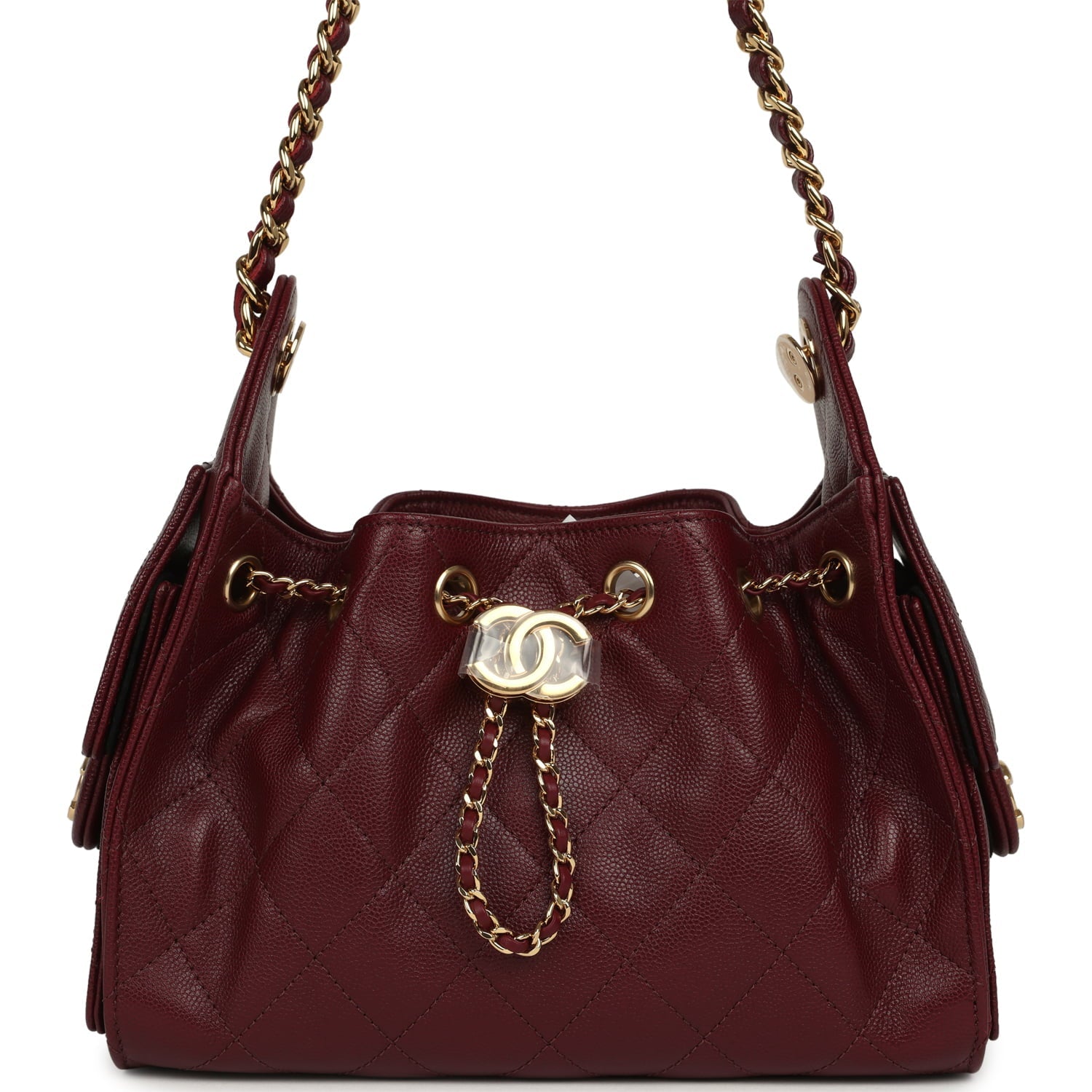 Chanel Mini 25 Hobo Bag Dark Burgundy Caviar Gold Hardware
