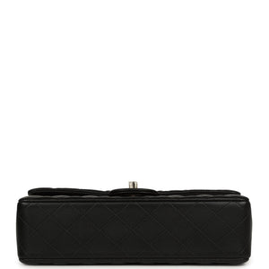 Chanel Classic Top Handle Long Flap Bag Black Lambskin Light Gold Hardware