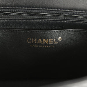 Chanel Classic Top Handle Long Flap Bag Black Lambskin Light Gold Hardware