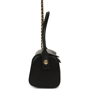 Chanel Barrel Clutch Bag with Chain Black Lambskin Gold Hardware