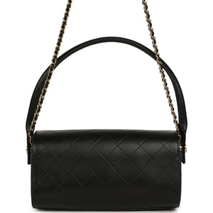 Chanel Barrel Clutch Bag with Chain Black Lambskin Gold Hardware